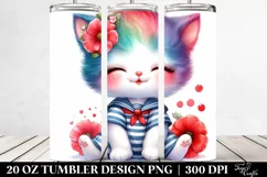 Colorful Small Baby Kitten in Sailor Suit | 20 Oz Tumbler Product Image 2