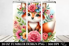 a Cute Fox with Colorful Flower Crown | 20 oz Tumbler Product Image 2