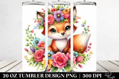 a Cute Fox with Colorful Flower Crown | 20 oz Tumbler Product Image 2