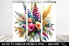 Abstract Colorful Bouquet with Gold Foil | 20 Oz Tumbler Product Image 2