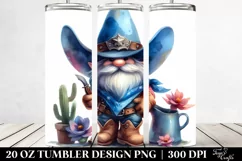 Washed Vibrant Watercolor Cowboy Gnome | 20 oz Tumbler Product Image 2