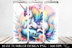 Colorful Artistic Baby Unicorn with Submarine. 20 Oz Tumbler Product Image 2