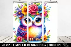 Colorful Flower Crown Owl Tumbler Product Image 2