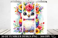 Colorful Flower Crown Owl Tumbler Product Image 2