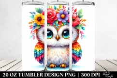 Colorful Flower Crown Owl Tumbler Product Image 2