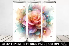 Vibrant Rose Watercolor Splash | 20 oz Tumbler Product Image 2
