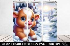 Cute Baby Cow in Winter Scene, Transparent 20 Oz Tumbler Product Image 2