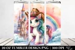Cute Unicorn Cowboy Hat Castle | 20 Oz Tumbler Product Image 2