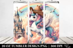 Cute Unicorn Cowboy Hat Castle | 20 Oz Tumbler Product Image 2