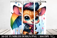 Excited Deer with Umbrella, Transparent 20 Oz Tumbler Product Image 2