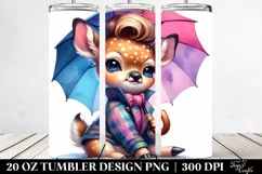 Excited Deer with Umbrella, Transparent 20 Oz Tumbler Product Image 2