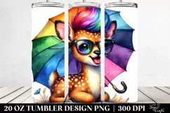 Excited Deer with Umbrella, Transparent 20 Oz Tumbler Product Image 2