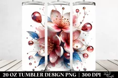 Abstract Glossy Cherry Blossom | 20 Oz Tumbler Product Image 2