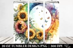 Colorful Half Moon Sunflowers | 20 oz Tumbler Product Image 2