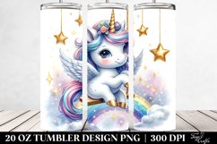 Watercolor Cute Unicorn Playing on Swing | 20 Oz Tumbler Product Image 2