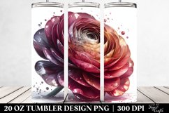 20 Oz Tumbler Sublimation | ranunculus glass like material Product Image 2