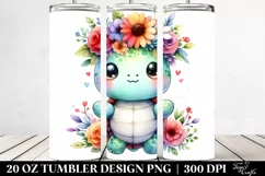 Colorful Flower Crown Turtle Tumbler Product Image 2