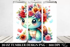 Colorful Flower Crown Turtle Tumbler Product Image 2