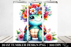 Colorful Flower Crown Turtle Tumbler Product Image 2