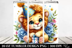 Colorful Small Baby Lion Cuddling Party Hat | 20 Oz Tumbler Product Image 2