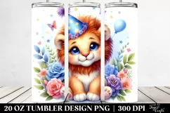 Colorful Small Baby Lion Cuddling Party Hat | 20 Oz Tumbler Product Image 2