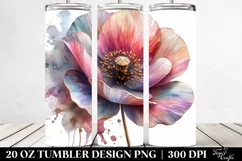 Watercolor Poppy on Wooden Background Product Image 2