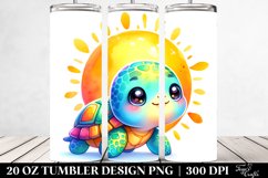 Colorful Small Baby Turtle with Smiling Sun | 20 Oz Tumbler Product Image 2