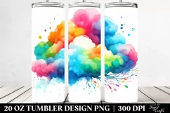 Vibrant Simple Cloud Watercolor | 20 Oz Tumbler Product Image 2