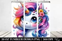 Cute Unicorn Portrait | 20 oz Tumbler Product Image 2