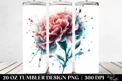 20 Oz Tumbler Sublimation | red carnation glass like Product Image 2