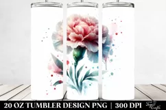 20 Oz Tumbler Sublimation | red carnation glass like Product Image 2