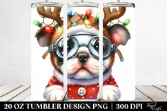 Enthusiastic Bulldog with Reindeer Horns, Transparent 20 Oz Product Image 2