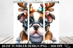 Enthusiastic Bulldog with Reindeer Horns, Transparent 20 Oz Product Image 2
