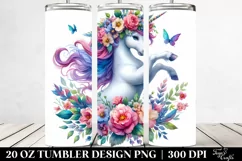 Unicorn Floral Wreath Dancing | 20 oz Tumbler Product Image 2