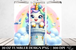 20 Oz Tumbler Sublimation | cute baby unicorn sky-high tower Product Image 2