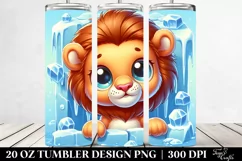 Cute Baby Lion Emerging from Icy Wall, High-Res 20 Oz Product Image 2