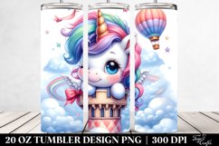 20 Oz Tumbler Sublimation | cute baby unicorn sky-high tower Product Image 2