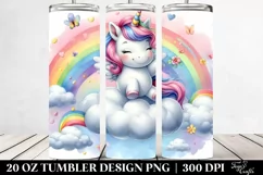 Unicorn Rainbow Cloud Watercolor Tumbler Product Image 2