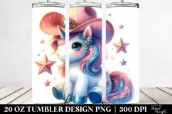 Cute Unicorn Cowboy Hat Tumbler Product Image 2