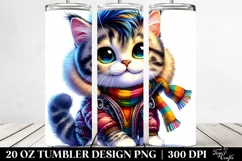 Baby Cat Vibrant Drawing | 20 oz Tumbler Product Image 2