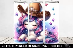 Cute Unicorn Cowboy Hat Tumbler Product Image 2