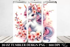Cute Baby Unicorn Cherry Blossom Tumbler Product Image 2