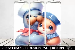 Cute Baby Walrus in Colorful Design, Transparent 20 Oz Product Image 2
