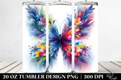 Abstract Watercolor Butterfly with Flowers. 20 Oz Tumbler Product Image 2