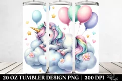 Cute Unicorn Napping on Cloud | 20 Oz Tumbler Product Image 2