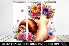 Cartoon-Style Snail with Flower Crown | 20 oz Tumbler Product Image 2
