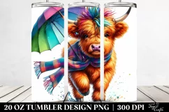Running Highlandcow with Umbrella, Transparent 20 Oz Tumbler Product Image 2