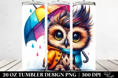 Cute Baby Owl with Raincoat and Umbrella Product Image 2