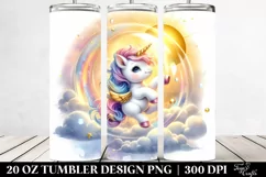 Baby Unicorn Twirling in Bubble, Transparent 20 Oz Tumbler Product Image 2