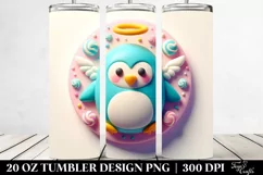 Pastel Penguin with Angel Tie, Transparent 20 Oz Tumbler Product Image 2